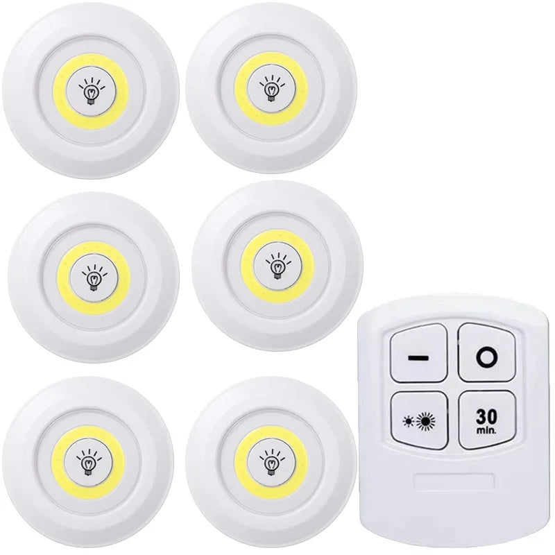 lampe led veilleuse blanc moderne adhésive batterie commandes distante luminosité réglable chambre salle bain