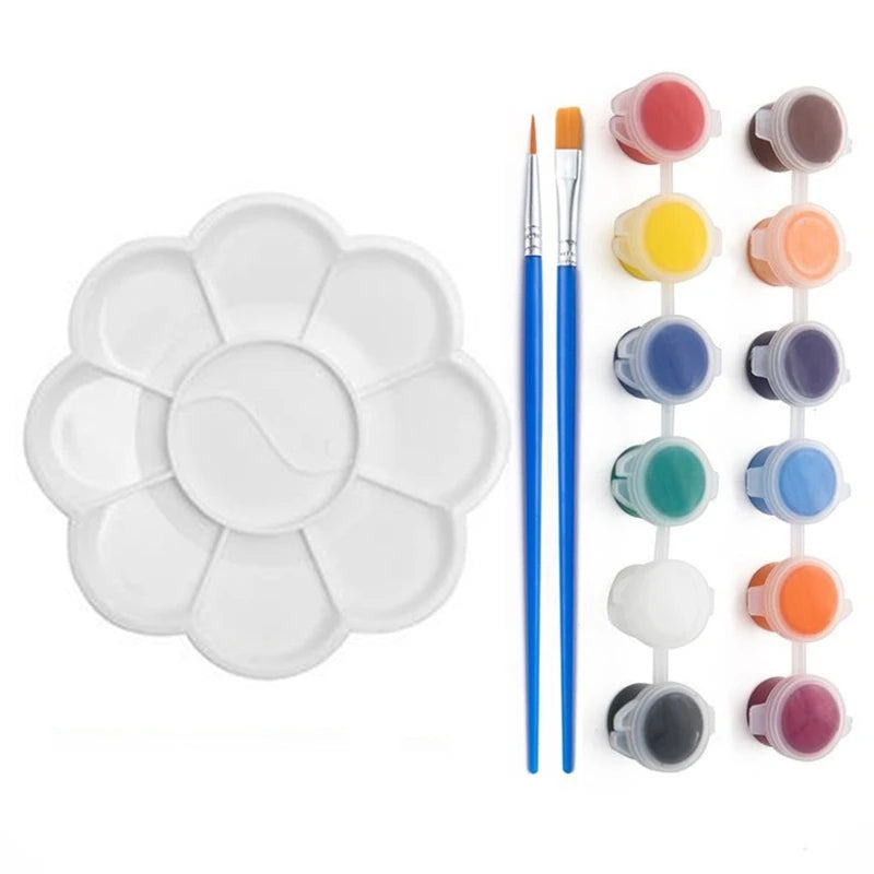 peinture acrylique kit 12 couleurs palette pinceaux clips toile bois classique enfants art