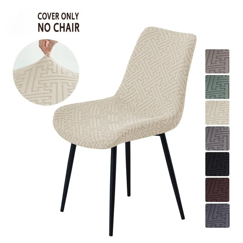 housse chaise extensible jacquard motif géométrique moderne fauteuil salle manger