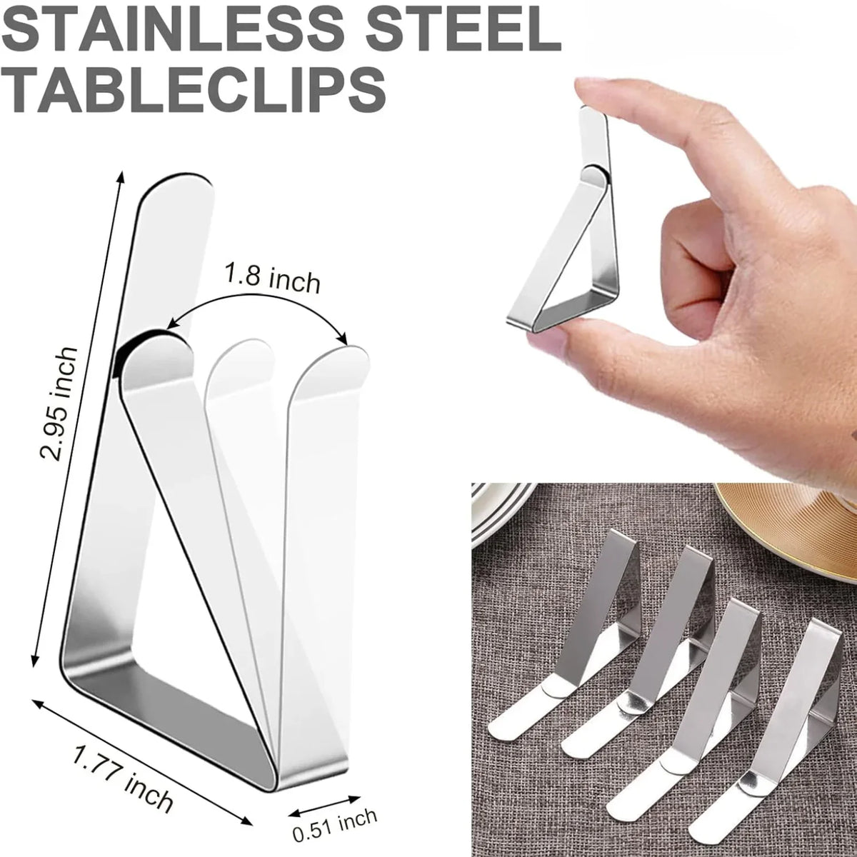 clips table acier inoxydable modernes argentés 12 pièces événements festifs