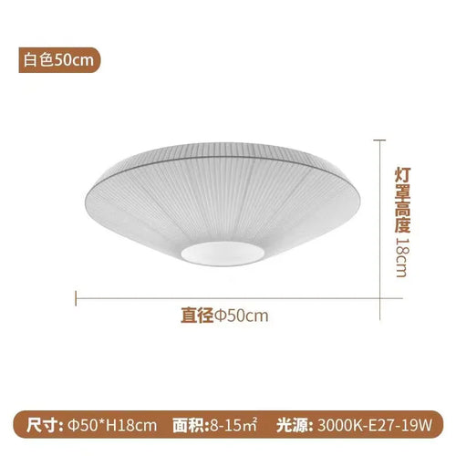 luminaire suspension moderne tissu beige rayures fines grande lampe salon salle manger