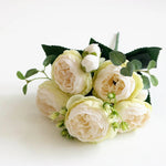 bouquet artificiel pivoines blanc rose intérieur mariage décoration vase romantique classique anniversaire événement