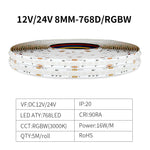 ruban led cob blanc flexible adhésif moderne 12v 24v 768leds/m 50000h