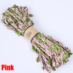 ruban artificiel feuilles vertes imprimées rouge rose noir vert marron clair 5mètres textile artisanal