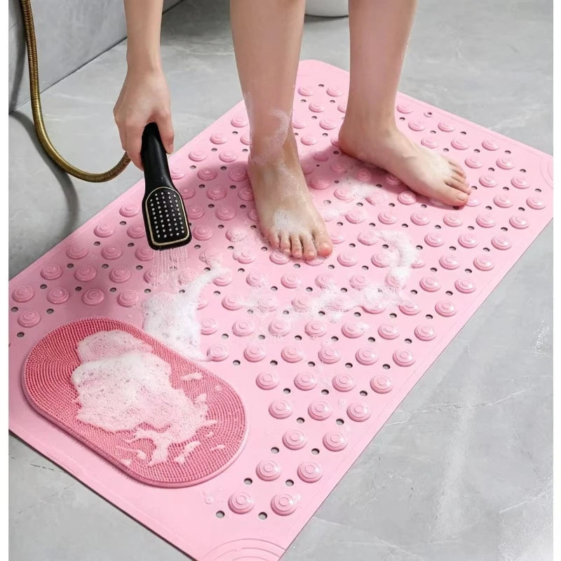 tapis bain exfoliant rose gris moderne brosse pieds