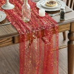 table table effet paillettes dorées transparente verte rouge bleu vert foncé or festive
