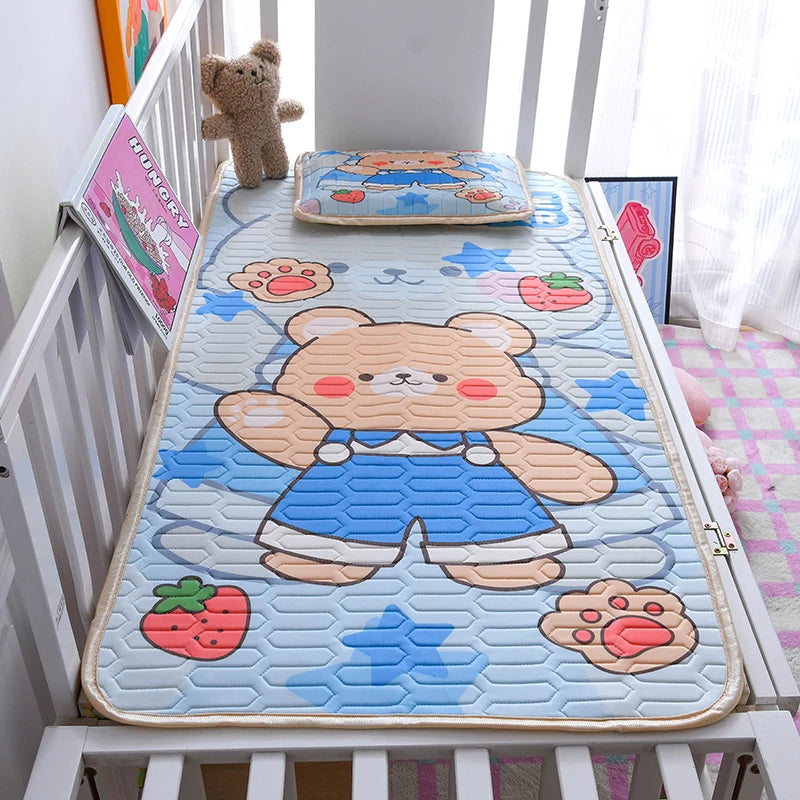 tapis sol enfant dessins animés bleu vert rose opacité cartoon antiacariens