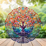 Décoration extérieure spinner métallique multicolore floral artisanal diamètre 25cm jardin balcon