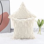 coussin blanc peluche triangles géométriques doux moderne confortable sans insert invisible zip 30x50cm 40x40cm