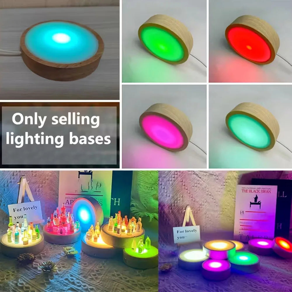 base lumineuse bois moderne led blanc décoration chambre table basse lumière chaude multicolore usb