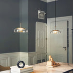 luminaire suspension verre moderne doré transparent brillant câble noir chambre salon éclairage nordique chambre