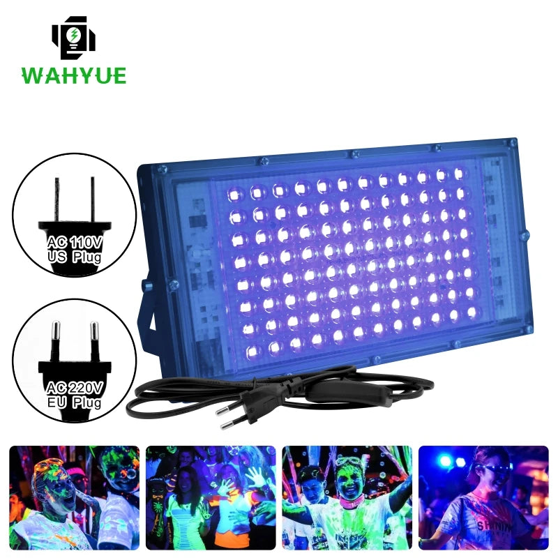 projecteur led uv ip65 étanche 100w 50w noir blanc moderne câble us eu