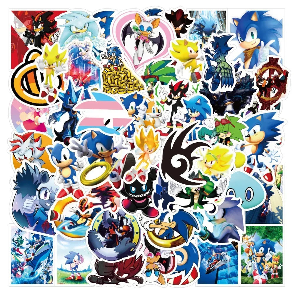 autocollant mural 3d sonic hérisson amis stickers deco chambre enfant pvc bleu