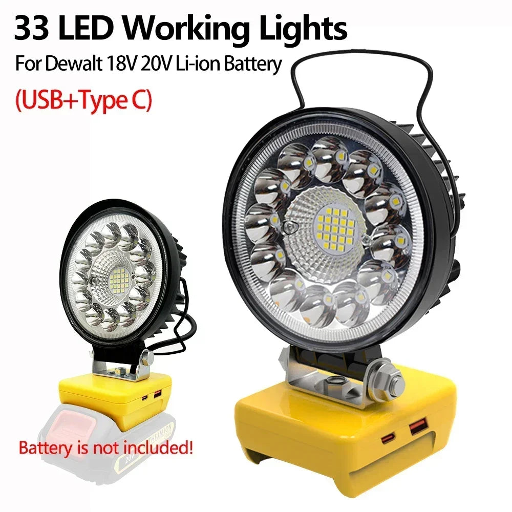 lampe travail led noir jaune 5000lm 35w clips usb moderne fonctionnelle
