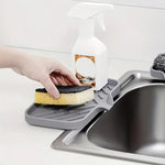 organisateur cuisine silicone plateau évier rangement éponge savon brosse vaisselle moderne minimaliste