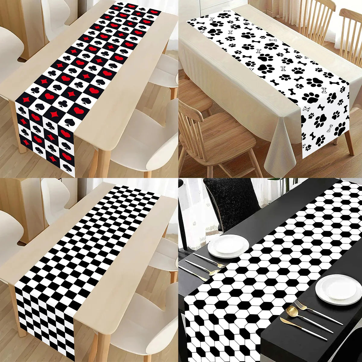 nappe table carreaux noir blanc motif festives polyestre rouge variées festive