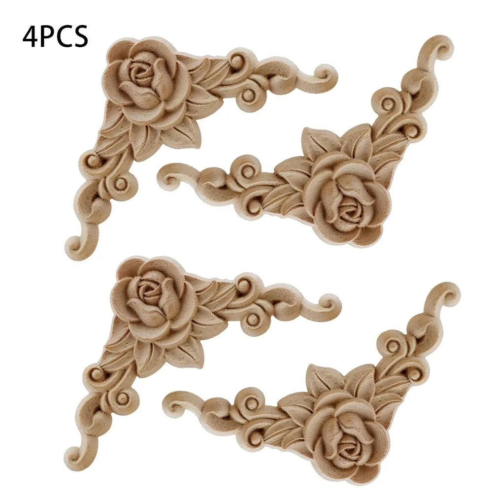 décoration murale appliques bois roses feuilles baroques vintage pièces naturel