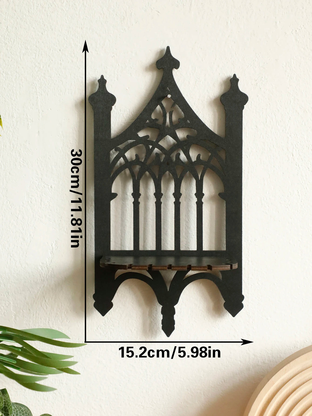 étagère murale gothique noire ajourée décoration chambre bois cristaux cadeau femme homme