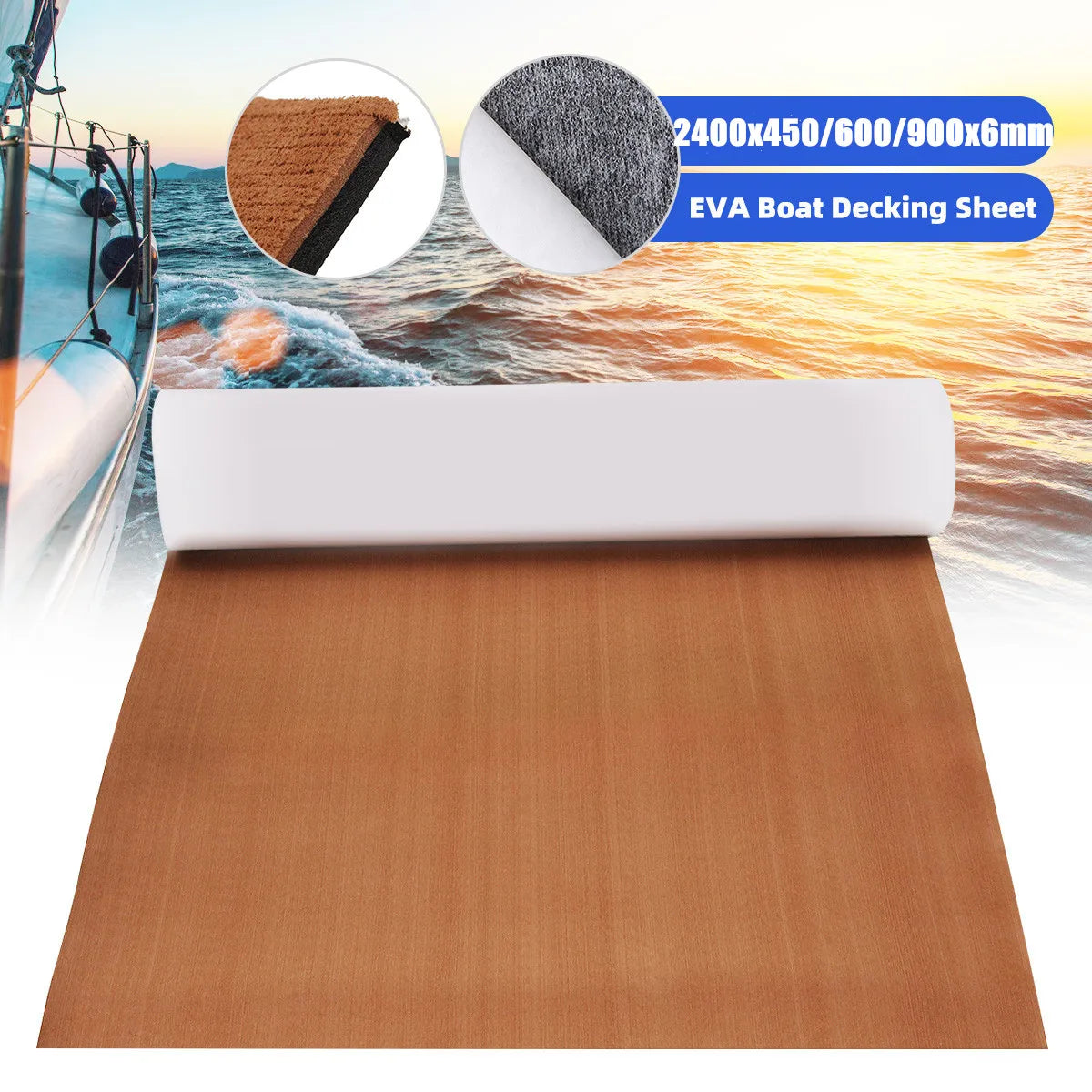 revêtement bateau mousse teck gris marron clair moderne adhésif 2400x450x6mm