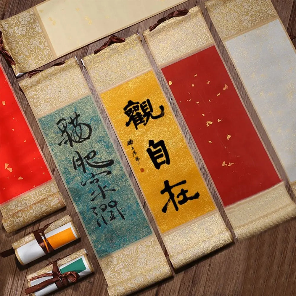 peinture calligraphie chinoise papier art decor maison moderne lettre rouge jaune vert orange