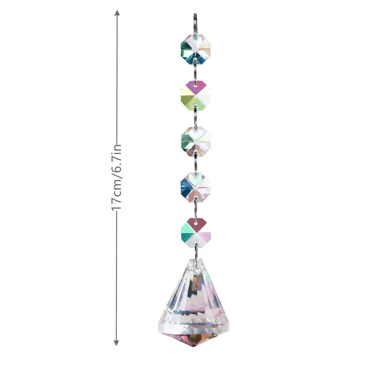 pendentif moderne multicolore facettes brillantes transparents anneaux métalliques chaîne élégants