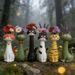 vases forme chat résine noire verte blanche jaune tigré moderne motifs chat