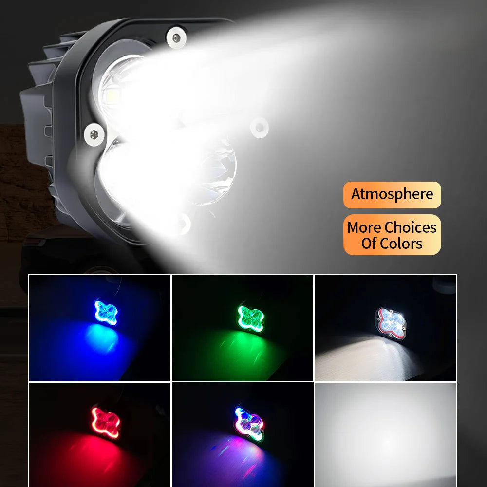 lampe led phare antibrouillard jaune blanc noir moderne robuste tout terrain ip68 12v 24v