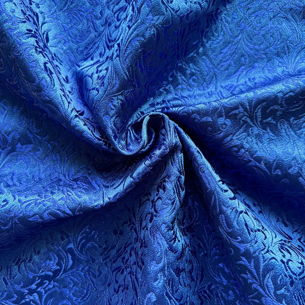 tissu brocart floral classique opac bleu royal violet jaune doré 50x75cm 75x75cm 150x75cm