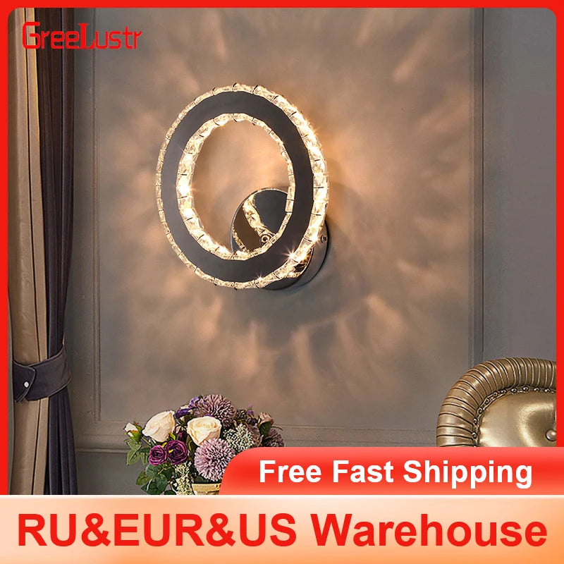 applique murale led moderne noir doré brillant strass élégante mur fixée 220v 2000lm entrée