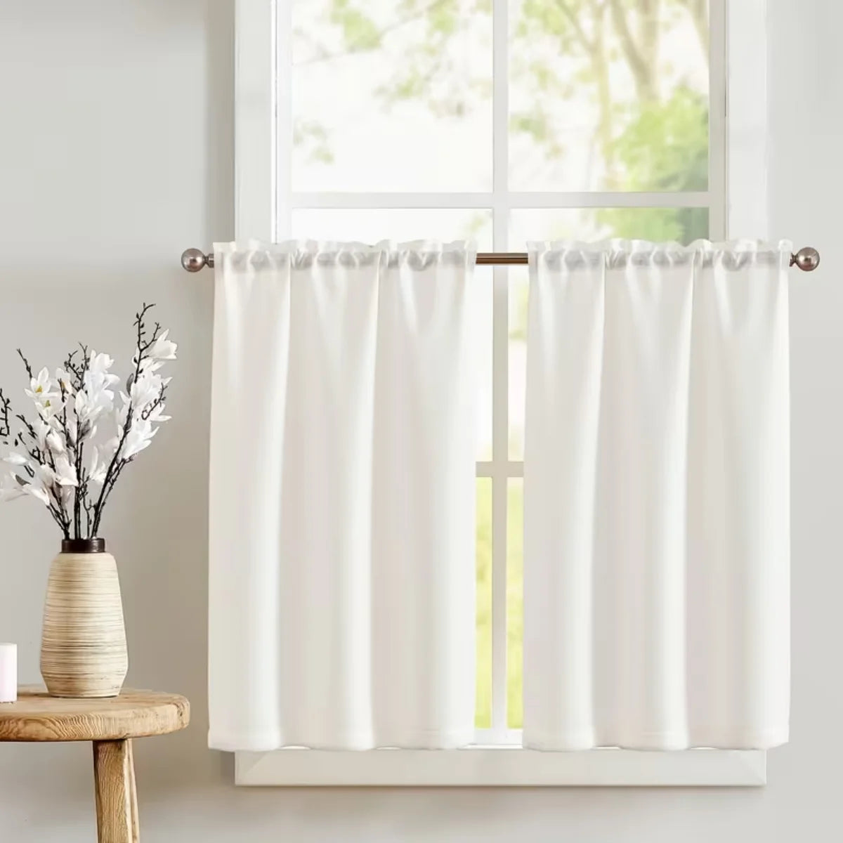 rideau blanc plissé rayures horizontales occultant moderne 100 polyester 84x114cm 2pcs