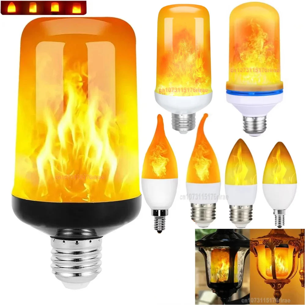 ampoule effet flamme led modes e14 e27 décoration intérieure simulant feu orange blanc