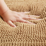 tapis bain polyester anti dérapant lavable machine moderne gris bleu marron texture boules 40x60cm