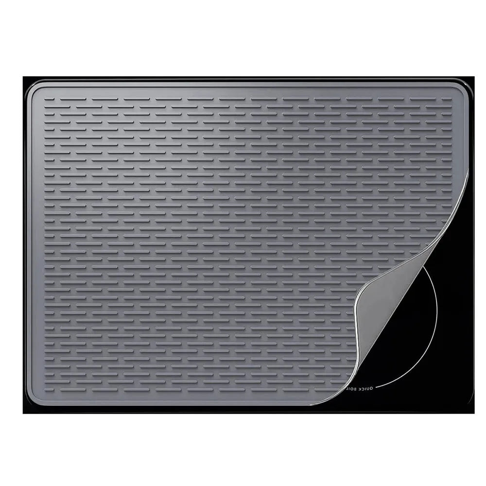 tapis protection silicone antidérapant chauffe plaque induction noir rayures horizontales moderne adhésif respectueux environnement