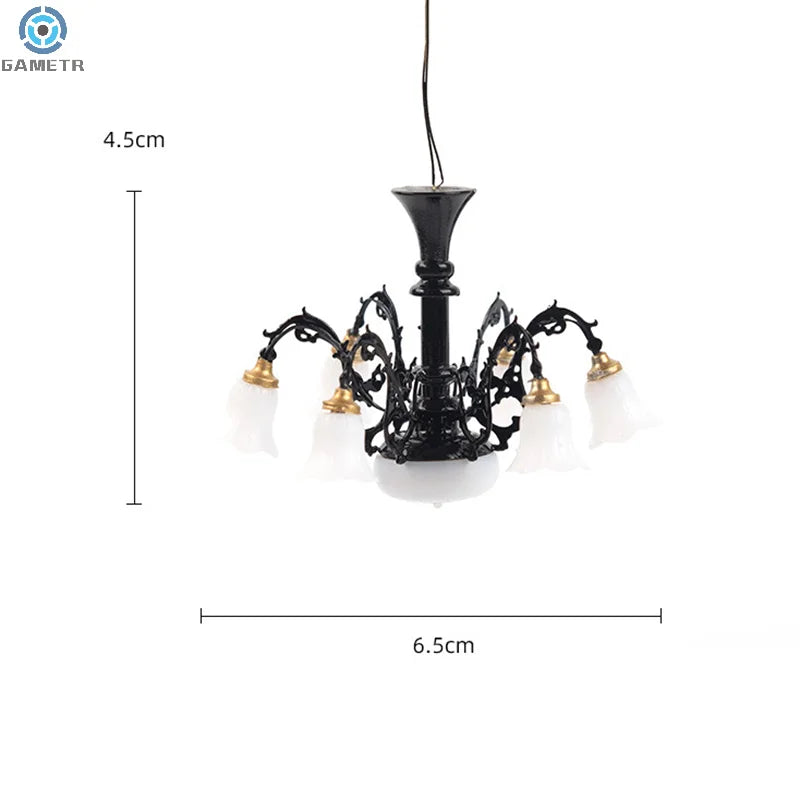 lumière miniature décoration noire dorée classique plastique opaques éclairage poupée chambre objet jouet fixe