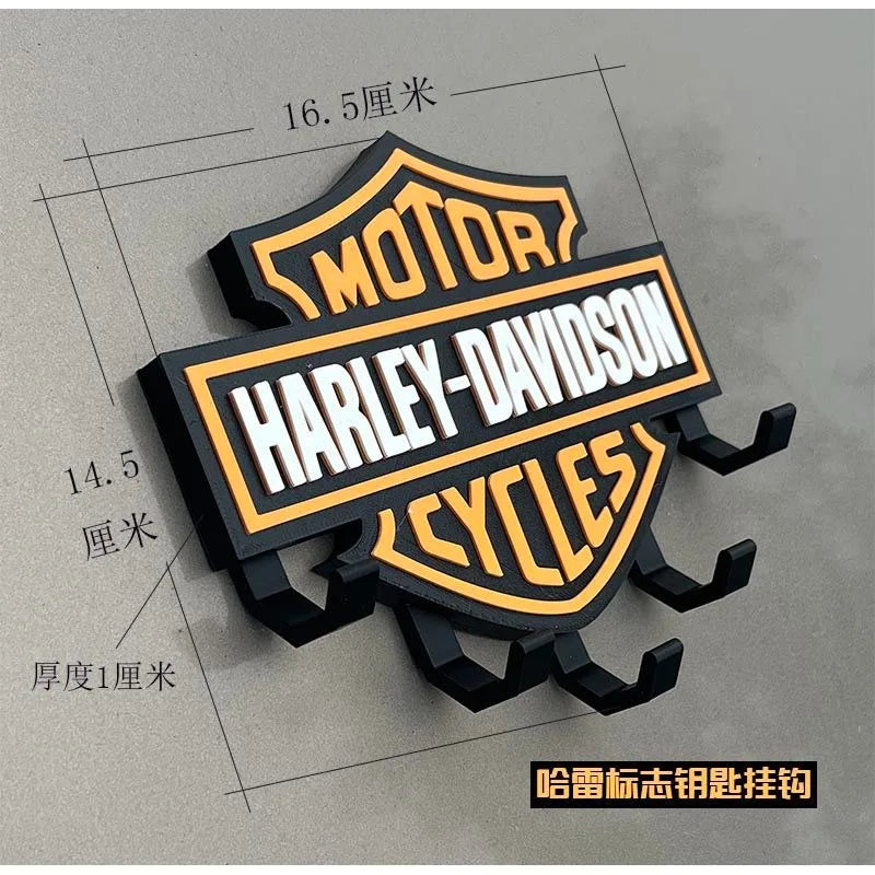 porte clés mural logo harley davidson noir orange classique clés