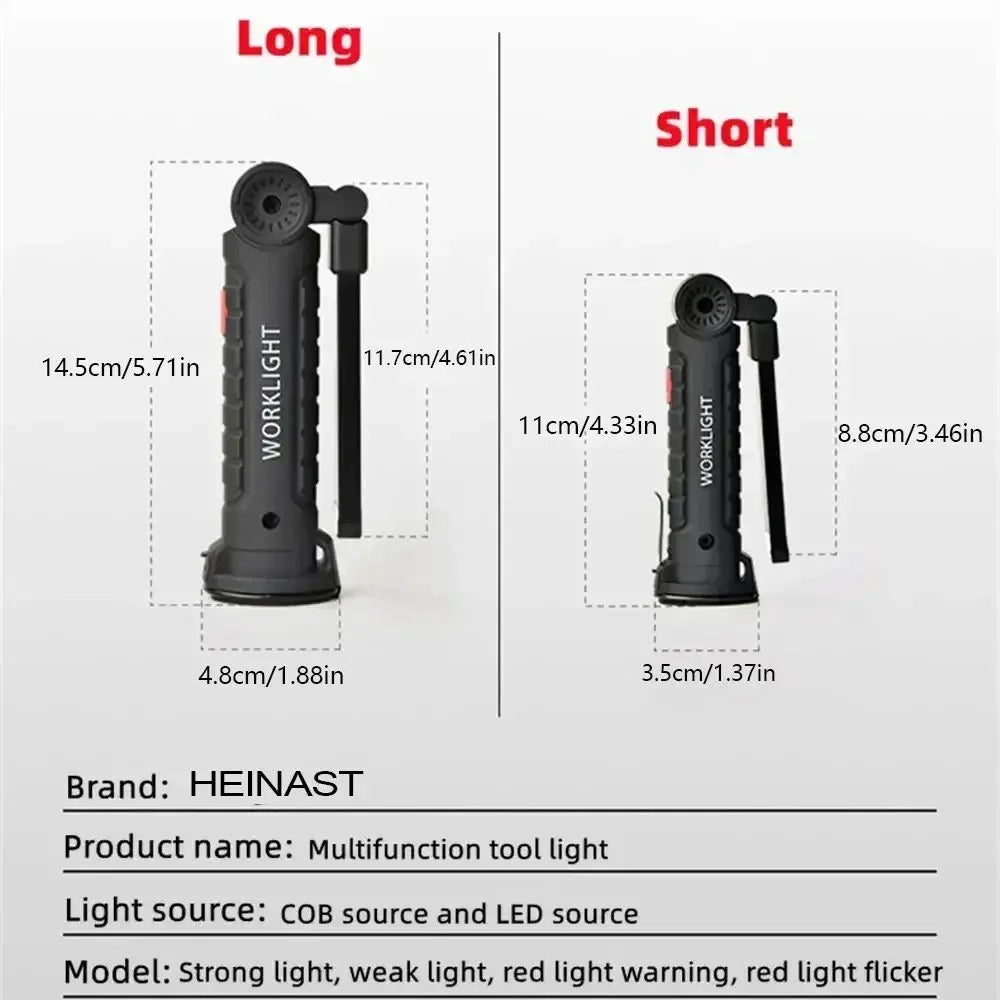 lampe travail led rechargeable aimant usb noir texture antidérapante modulable luminosité