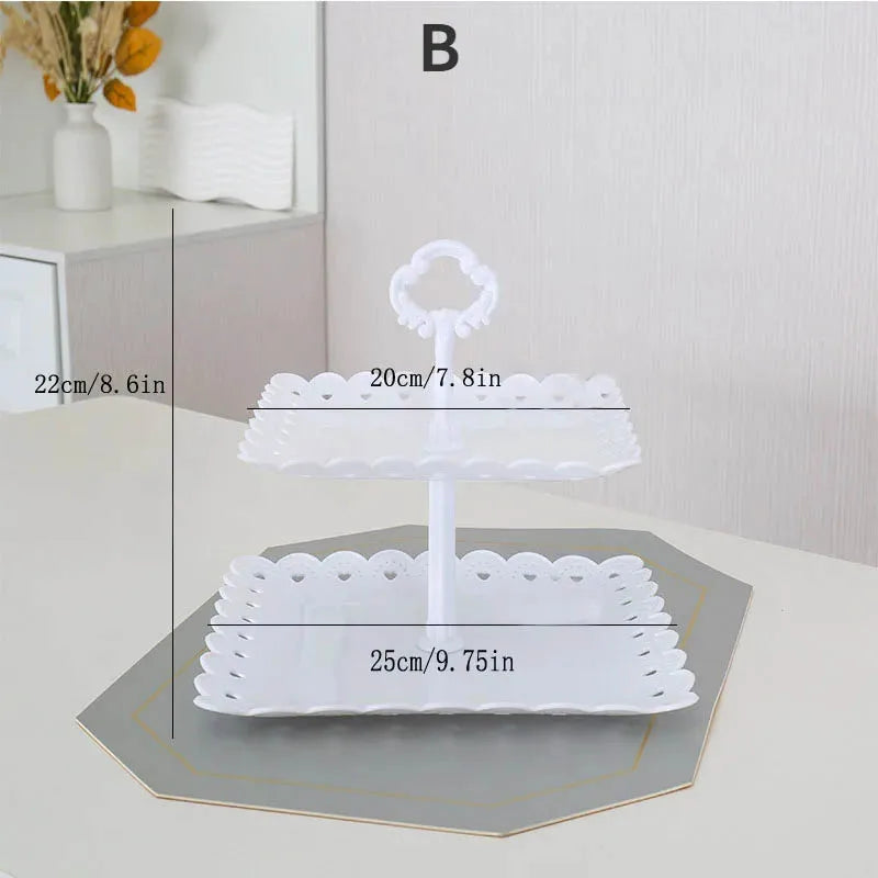 support desserts multi niveaux blanc dentelle classique fruits gâteaux macarons partyDecoration