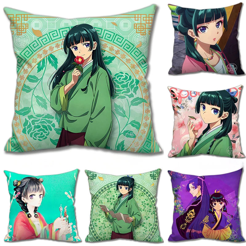 coussin peluche motif floral personnages vert rose violet blanc chambre coucher canapé lavable amovible