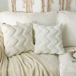 coussin decoratif plush 45x45cm motif zigzag moderne blanc gris rose chambre salon voiture