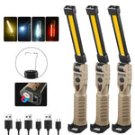 lampe travail multifonction rechargeable aimant puissant led texturée rainures beige noir 15w 800lm robuste