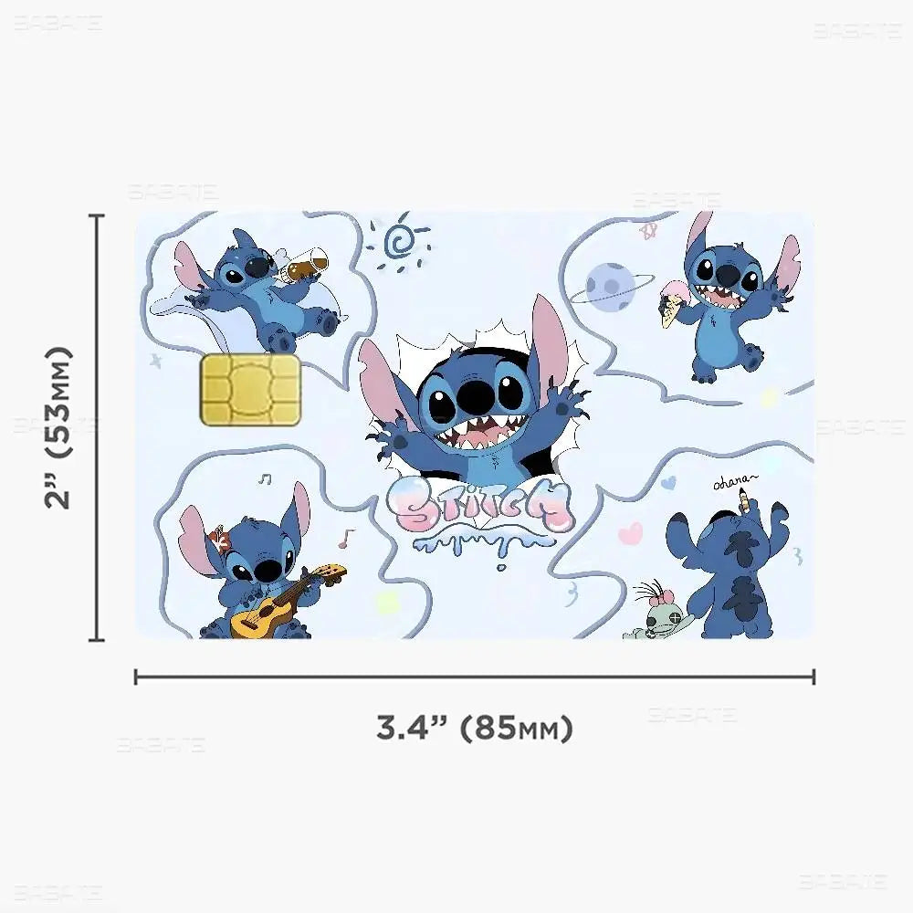 étiquettes carte bancaire stitch dessin animé mignon adhésif réutilisable waterproo