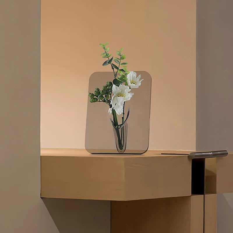 support mural vase transparent bord arrondi moderne adhésif vase intégré