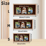 cadre photo personnalisé bois marron décoration familiale texte dad world's best