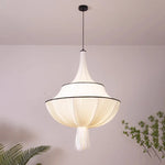 lampe suspendue moderne élégante blanc noir rayures franges chaîne noire flux lumineux 2000 82000