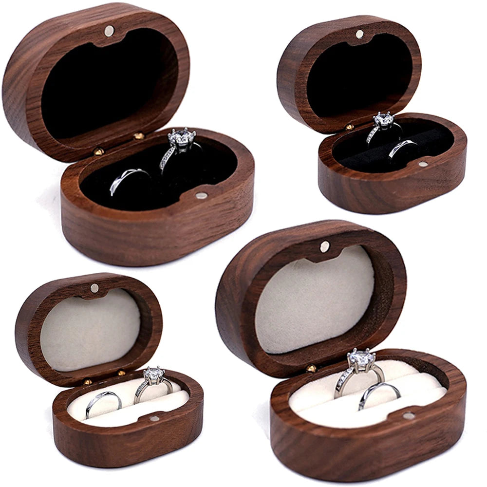 boîtes bijoux bois foncé velours intérieur magnétique classique rangement bague boucles doreilles collier anniversaire