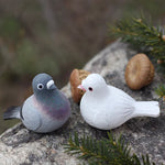 décoration oiseau sculpté bois gris violet noir blanc artisanal rétro nostalgie table objet déco