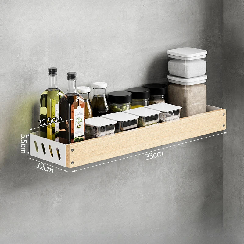 étagère murale bois marron bouteilles condiments huile d'olive moderne vis fixations rechargeable multifonctionnelle