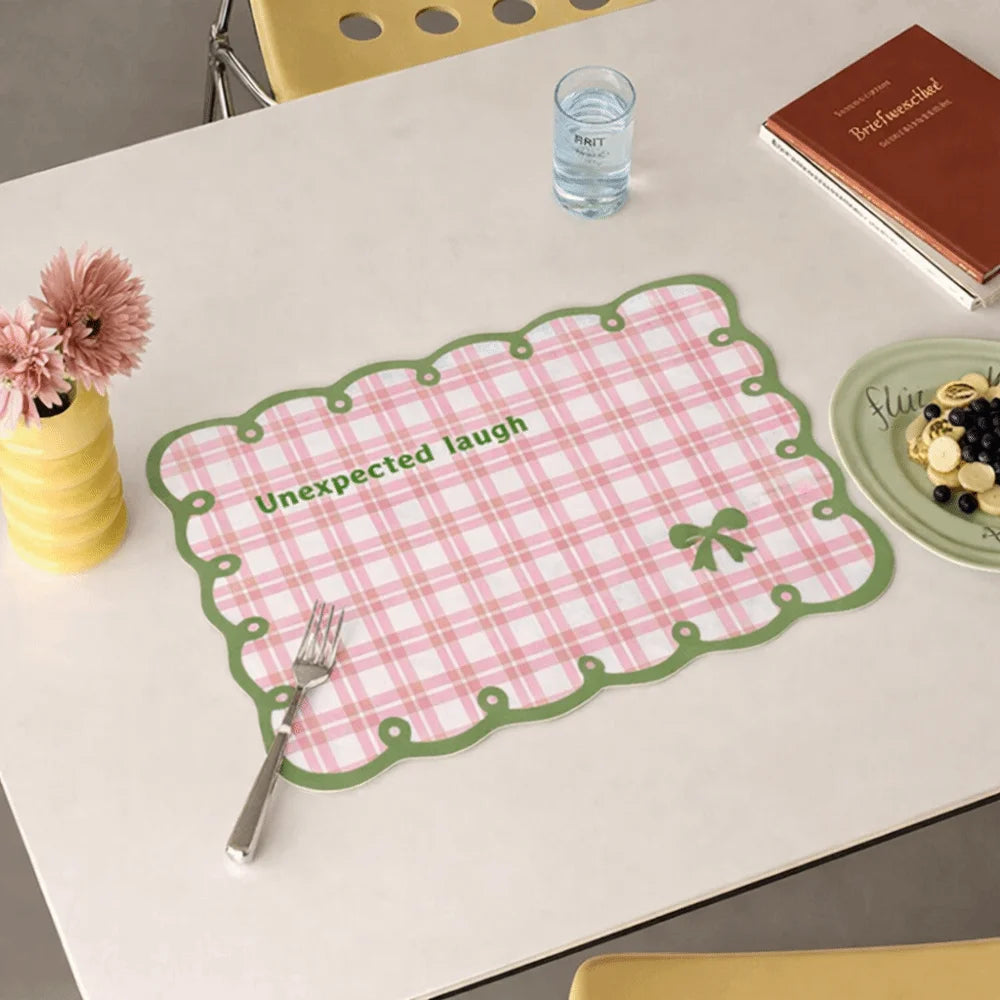 tapis table carreaux vichy vert clair bleu clair rose moderne adhésif decoratif blanc absorbant'eau