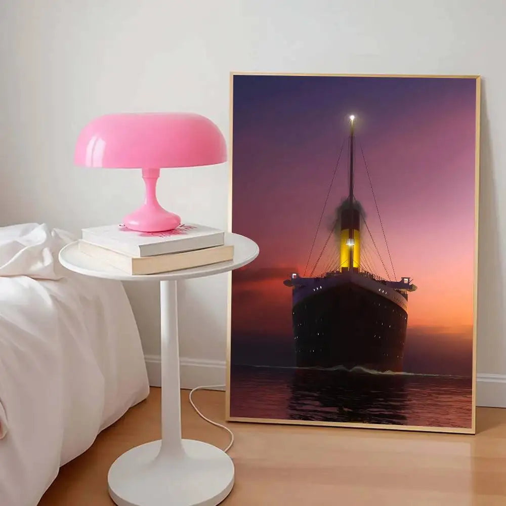 affiches murales titanic bleu noir blanc impressionnistes nuit lumière glace vague cadres