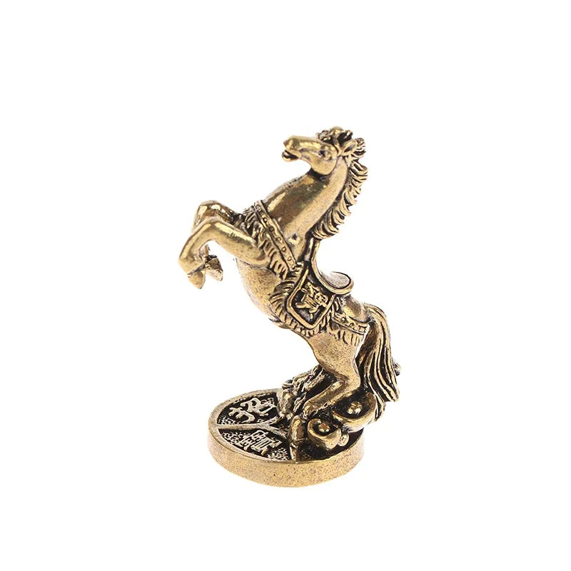 figurines chevaux bronze doré harnachement motif monnaies base ondulée traditionnel asiatique chambre salon